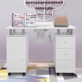 thumbnail image 2 of Ataucjin Manicure Table Nail Desk For Nail Tech Nail Table Rolling Portable Nail Station Workstation With Electric Dust Collector,Drawers & Cabinet,Wrist Cushion,Lockable Wheels For Beauty Salon Spa, 2 of 9