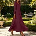 thumbnail image 5 of Nowekniz Women's Solid V Neck Maxi Dress Elegant A-Line Long Flowy Dress For Wedding Guest Cocktail Party Formal, 5 of 6