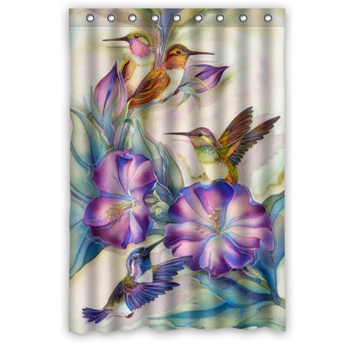 HelloDecor Bird Hummingbirds Shower Curtain Polyester Fabric Bathroom Decorative Curtain Size