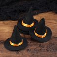 thumbnail image 3 of 6 mini sombreros de bruja de fieltro, decoración de botellas de vino hechas a mano para obsequios de fiesta de Halloween, 3 of 5