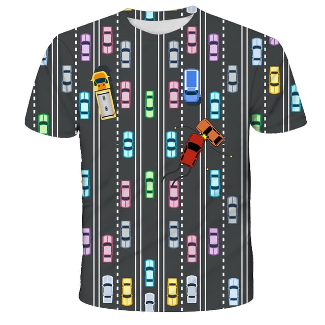 Gran oferta para niños, nueva camiseta divertida de fábrica con estampado 3D para niños y niñas, camisetas deportivas informales para 3-14Y7T Gao Jinjia LED