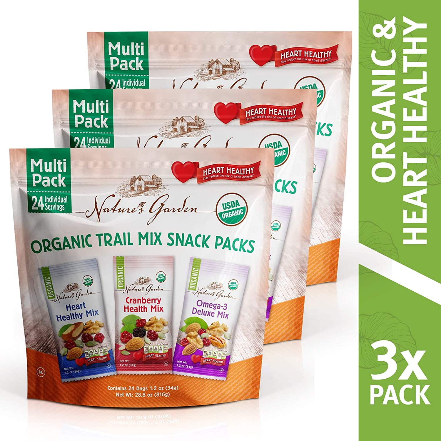 Natures Garden Organic Trail Mix Snack Packs, Multi Pack 28.8 oz 24