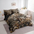 thumbnail image 2 of Castle Fairy Teens Watercolor Bear Deer Full Size Bedding Sets 7 Pieces,Jungle Autumn Branches Leaves Full Size Bed in a Bag,Taupe Brown Cream,Black Reversible, 2 of 7