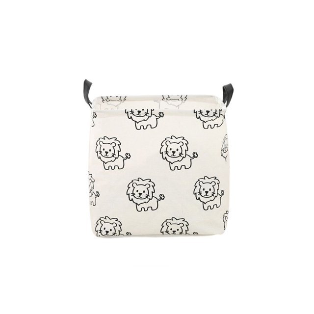 Bewildely Cesto de lavandería Estuche de almacenamiento Caja de artículos diversos Multipropósito Exquisita Mano de obra fina Cubo de larga Almacenamiento y organización del hogar patrón de león