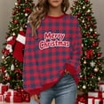 thumbnail image 3 of Yteetum Christmas Crewneck Sweartshirts for Women Oversize Merry Christmas Plaid Raglan Letter Print Fleece-Lined Pullover Hoodless Sweatshirts Top Womens Round Neck Sports Xmas Holiday Sweatshirts, 3 of 8