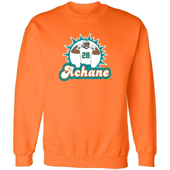 De'von Devon Achane Dolphins Logo Crew Neck Sweatshirt