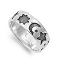 thumbnail image 1 of Sun Moon Star Eternity Galaxy Wide Ring .925 Sterling Silver Band Jewelry Female Male Unisex Size 9, 1 of 4