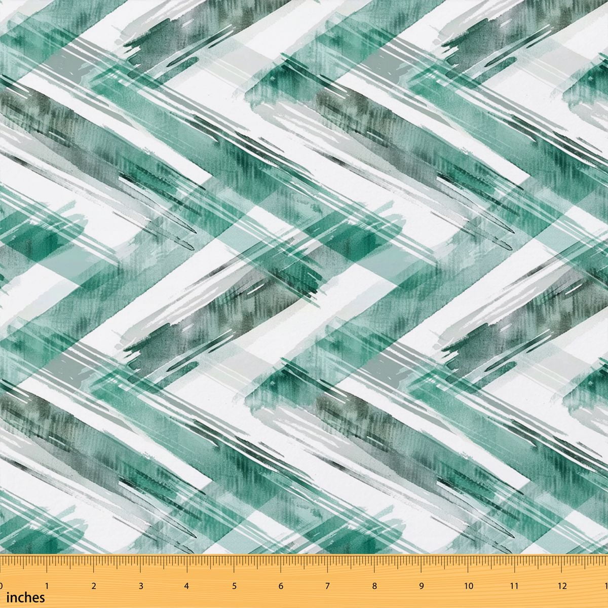 Manfei Abstract Stripe Fabric by the Yard 1 Yard, Modern Ombre Home Decor Fabric by the Yard, Emerald Green