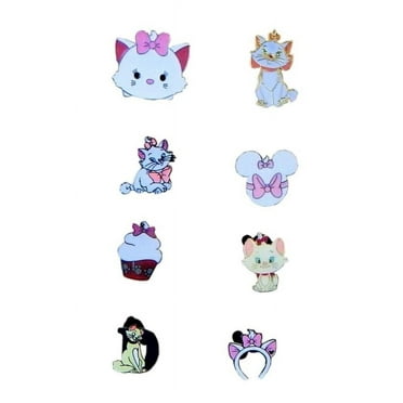 Disney Rubber Mickey Back Aristocats Marie Button Pins, 5 Count