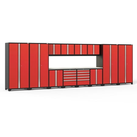 

NewAge Products Pro Series Red 14 Piece Cabinet Set Heavy Duty 18-Gauge Steel Garage Storage System LED Lights Included