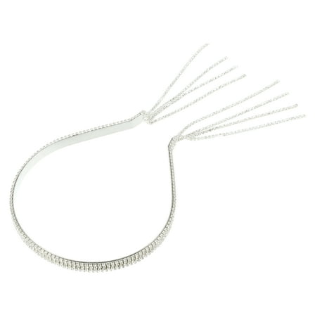 1 Pc Fashion Four Rows Rhinestone Tassel Headband for Women for Girls Silver Tone