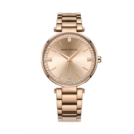Womens Quartz Watch Rose Gold Face Solid Steel Belt Leisure Design Hour for Friends Lovers Best Holiday Gift (Best Women's Watches 2019)