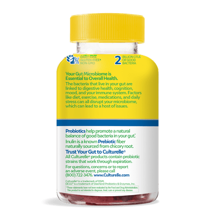 Culturelle Probiotic Gummies with Prebiotics, 2 Billion CFUs Gummies, Berry, 52 Count