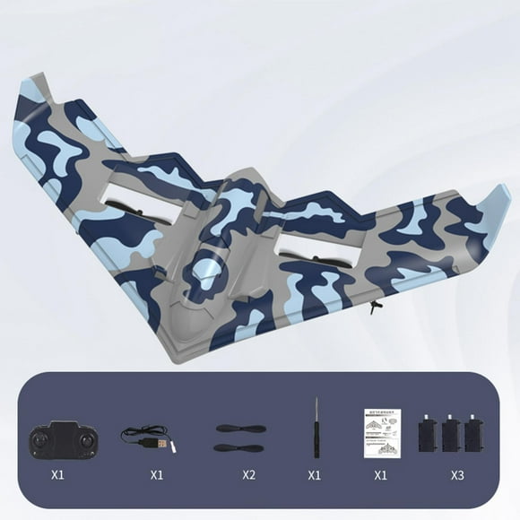de telemando de ala fija de 2 canales, juguetes para exteriores LED, planeador, con , juguetes para y 3x batería Hugo Avión RC