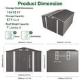 thumbnail image 3 of Easmvetaln 10x12FT Metal Outdoor Storage Shed with Two Windows, Garden Tool Shed for Backyard Patio (Gray), 3 of 10