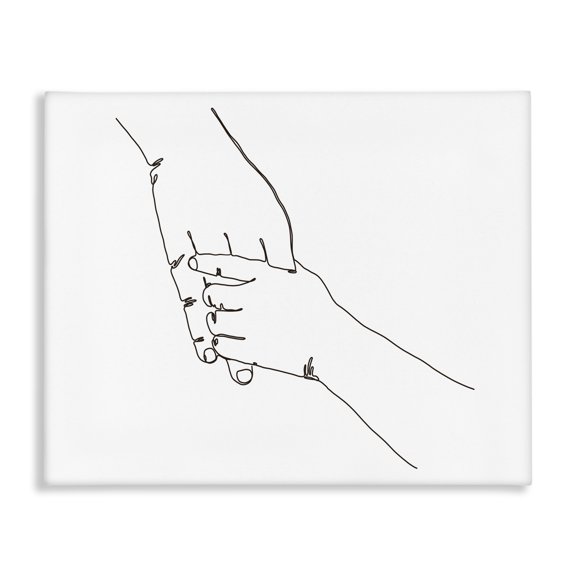 Stupell Industries Modern Family Holding Hands Pose Minimal Linework Canvas Art, 20 x 16, by Ziwei Li