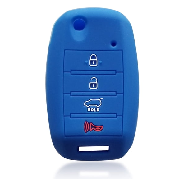 Dobrev 4 Buttons Silicone Case Protector Key Fob Cover Smart Car Remote Holder for KIA Sorento Carens Rio Forte Soul Optima Sportage Flip Remote Key 2154BK (Blue)