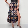 thumbnail image 5 of WMTBSRSW Long Skirts for Women Summer Vintage Floral Flowy Boho Maxi Skirt Trendy Beach Vacation Outfit with Pockets Navy Large, 5 of 9