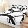 thumbnail image 3 of Homewish Modern Geometric Twin Sheet Sets,Graffiti Stripes Circle Twin Fitted Sheet,White Black Flat Sheet For Men Women,Microfiber Bedroom Decor,3 Pieces, 3 of 7