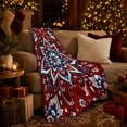 thumbnail image 3 of Red Blue Paisley Mandala Pattern, Cozy Botanical Garden Scene, Warm Flannel Blanket for Sunroom and Reading Nook, Garden Lovers Thanksgiving Gift, Artistic Home Decor, 3 of 9