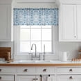 thumbnail image 3 of Blue Boho Valance Curtains for Kitchen/Living Room/Bathroom/Bedroom Window, Rod Pocket Small Topper Half Short Window Curtains Voile Sheer Scarf, Ethnic Tribal Floral Abstract Art Aesthetics 42"x18", 3 of 8