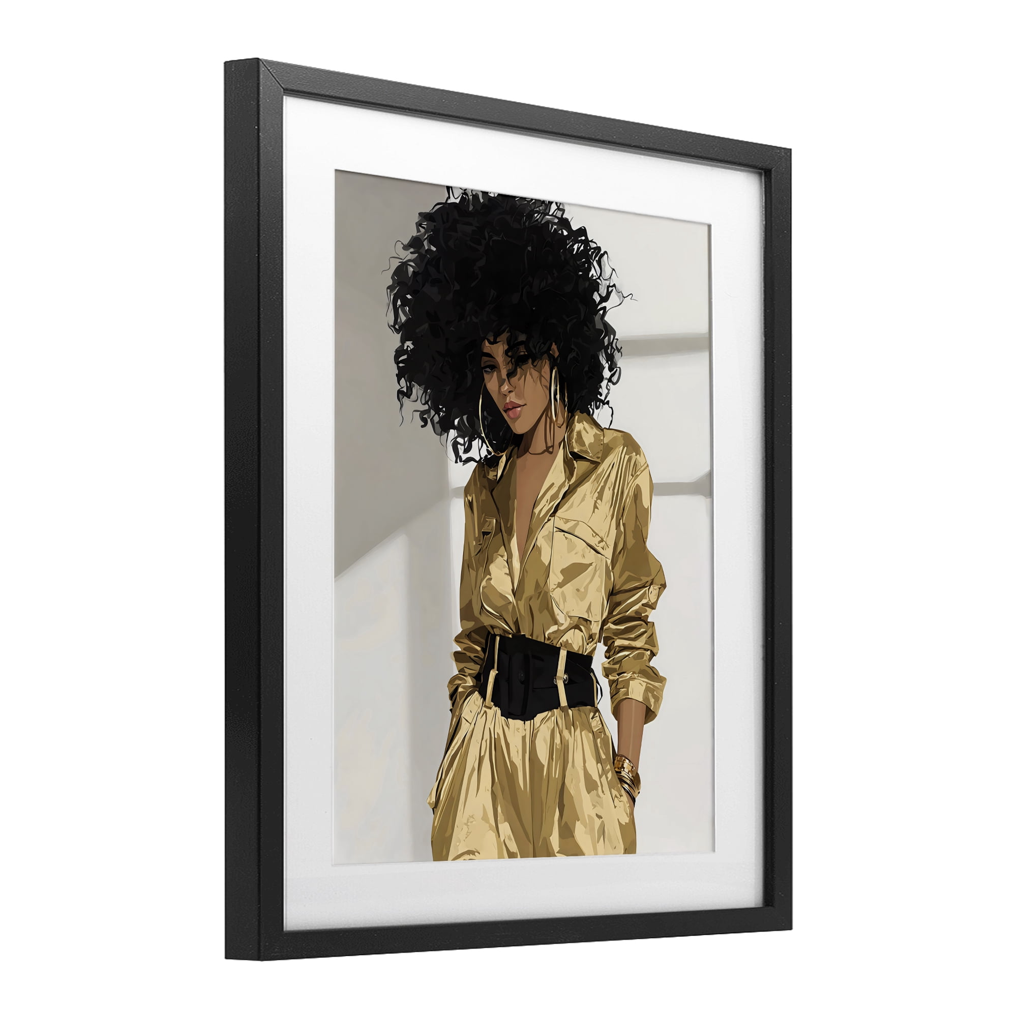 Stupell Industries Elegant Woman in Chic Jumpsuit Black Framed Print Under Glass, design by Franklyn Gregory