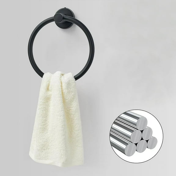 Washranp Towel Ring,Minimalist Heavy Duty Metal Wall Mounted Hand Towel Holder Round Washcloth Rack Bathroom Supplies