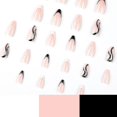 thumbnail image 4 of 24 unidades de uñas para mujer, estilo ovalado, estilo francés, blanco y negro, con diseño de pato mandarín, para verano, herramientas de manicura de bricolaje, pegatinas de cobertura total, 4 of 5
