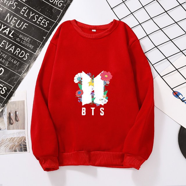 BTS sudadera con capucha Streetwear mujer BTS impreso Casual cuello redondo sudadera Hip Hop Top sudaderapangjing