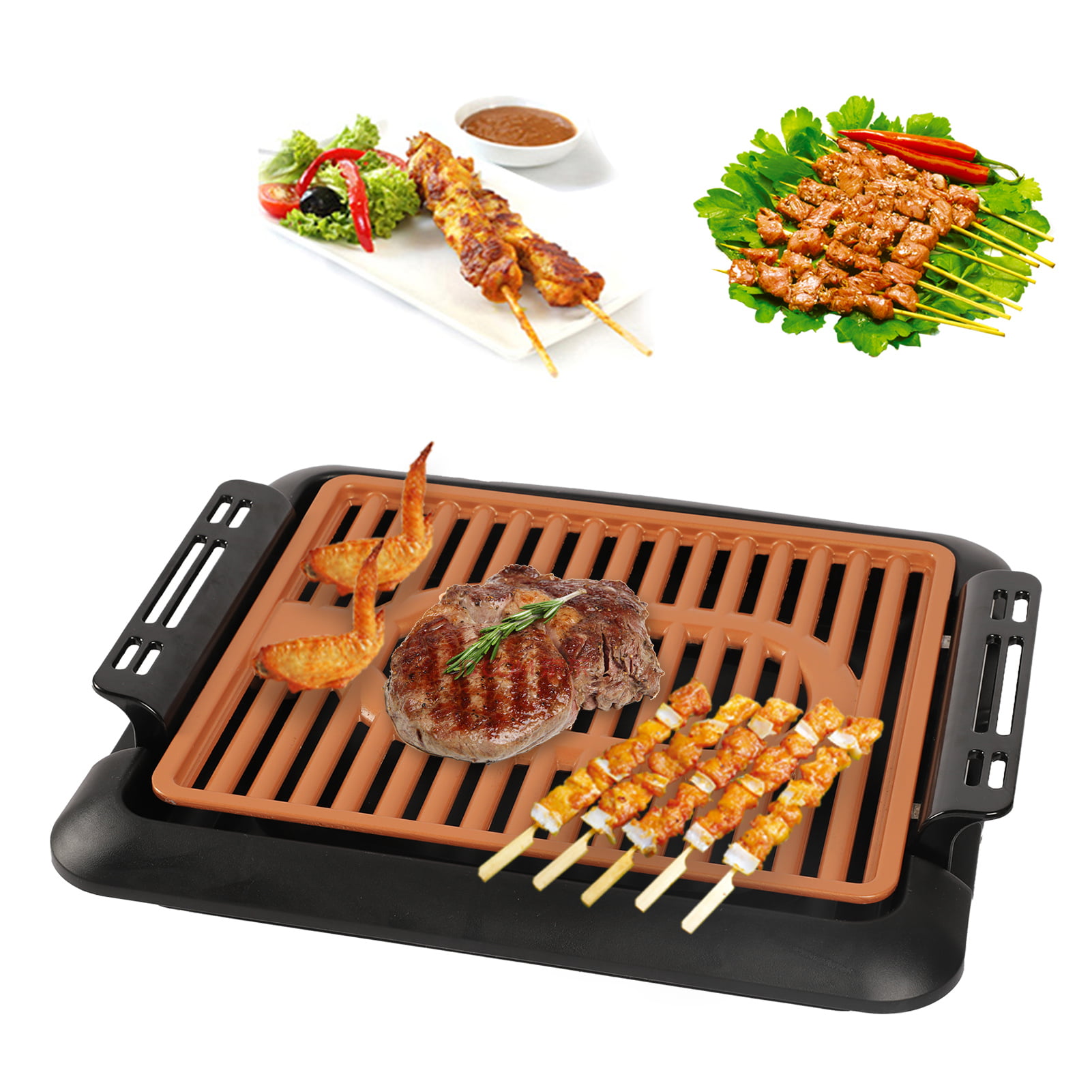 Asdomo Extra Large Teppanyaki Healthy Grill Variable Temperature Grill 1300 W Electric Heating BBQ Household Smokeless Barbecue Machine Electric Oven Grill Meat Machine