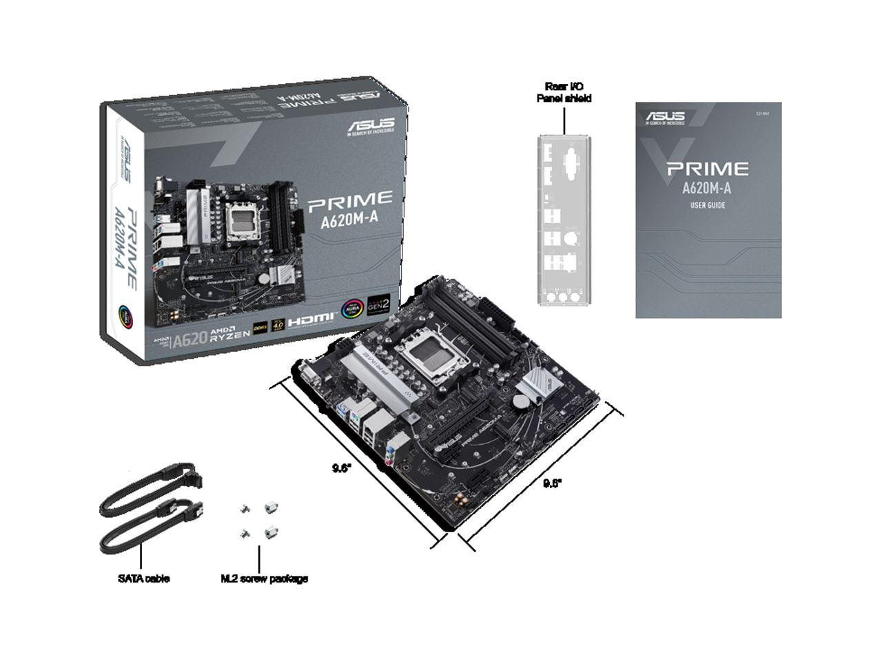 Asus Prime Desktop Motherboard - AMD A620 Chipset - Socket AM5 - Micro ATX