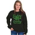 thumbnail image 4 of Angler Fishing Humor Easy Hard Catch Unisex Plus Fleece Graphic Sweatshirt Brisco Brands 2X, 4 of 5