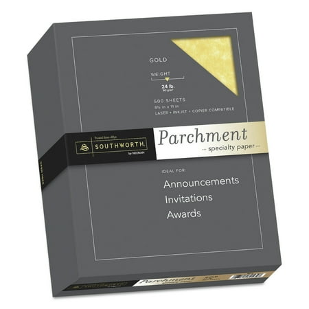 UPC: 0083514805347 | Southworth 994C 24 lbs. Bond Weight 8.5 in. x 11 in. Parchment Specialty Paper – Gold (500/Box)