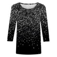 thumbnail image 5 of PMVFHDE Womens Tops Three-Quarter Length Sleeve Round Neck Printed Tunic Blouse with Shine, 5 of 5
