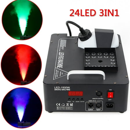 Smoke Fog Machine DMX DJ Party Vertical Spray Fog Stage Light RGB 24 LED Light