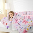 thumbnail image 4 of Feelyou Kawaii Princess Bowknot Queen Comforter Set, Cartoon Flower Floral Bedding Sets, Spring Leaf Botanical Reversible Bedding Comforter Set, Breathable Home Decor, 3 Pieces, 4 of 8
