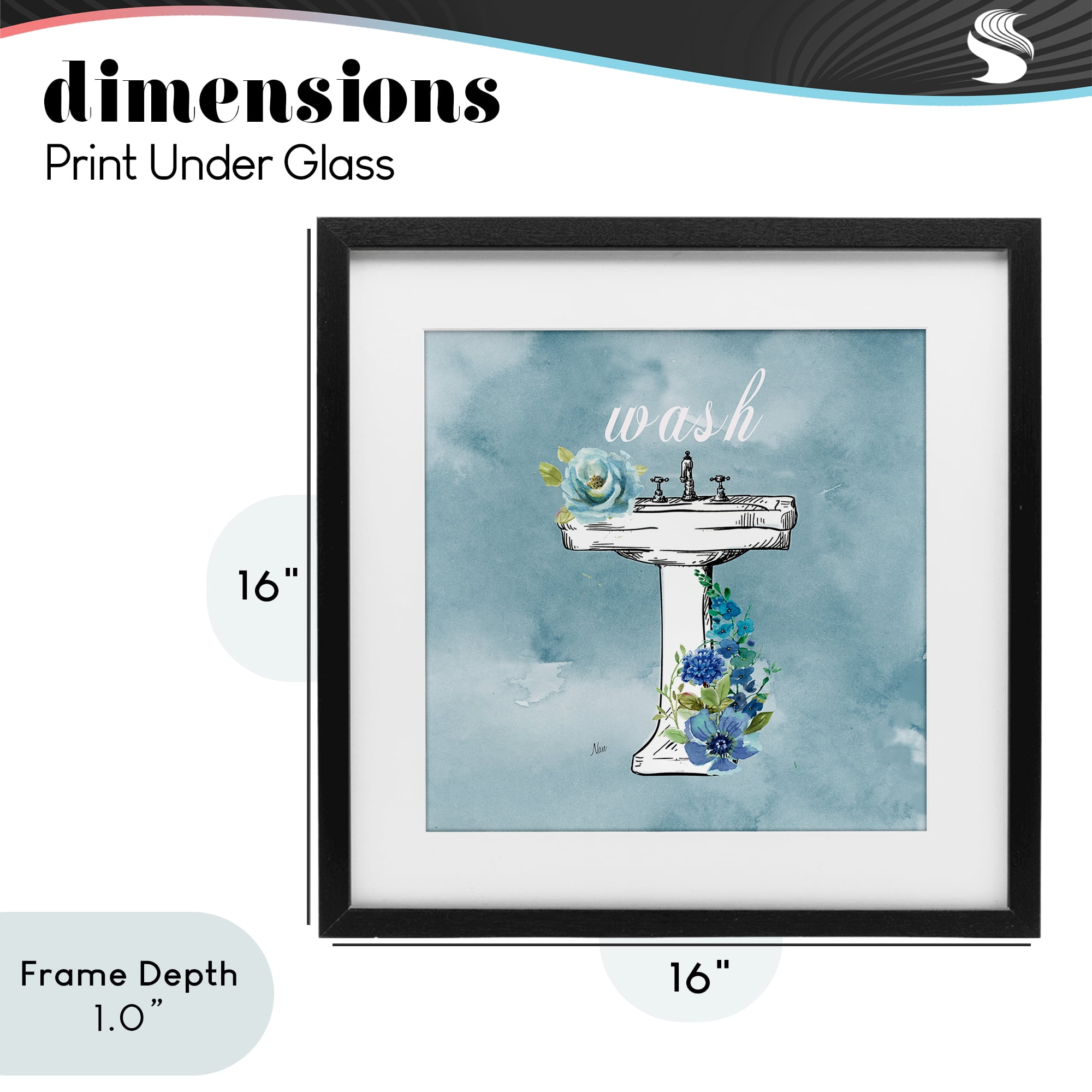 Stupell Industries Floral Bathroom Rules Wash Black Framed Print Under Glass, design by Nan