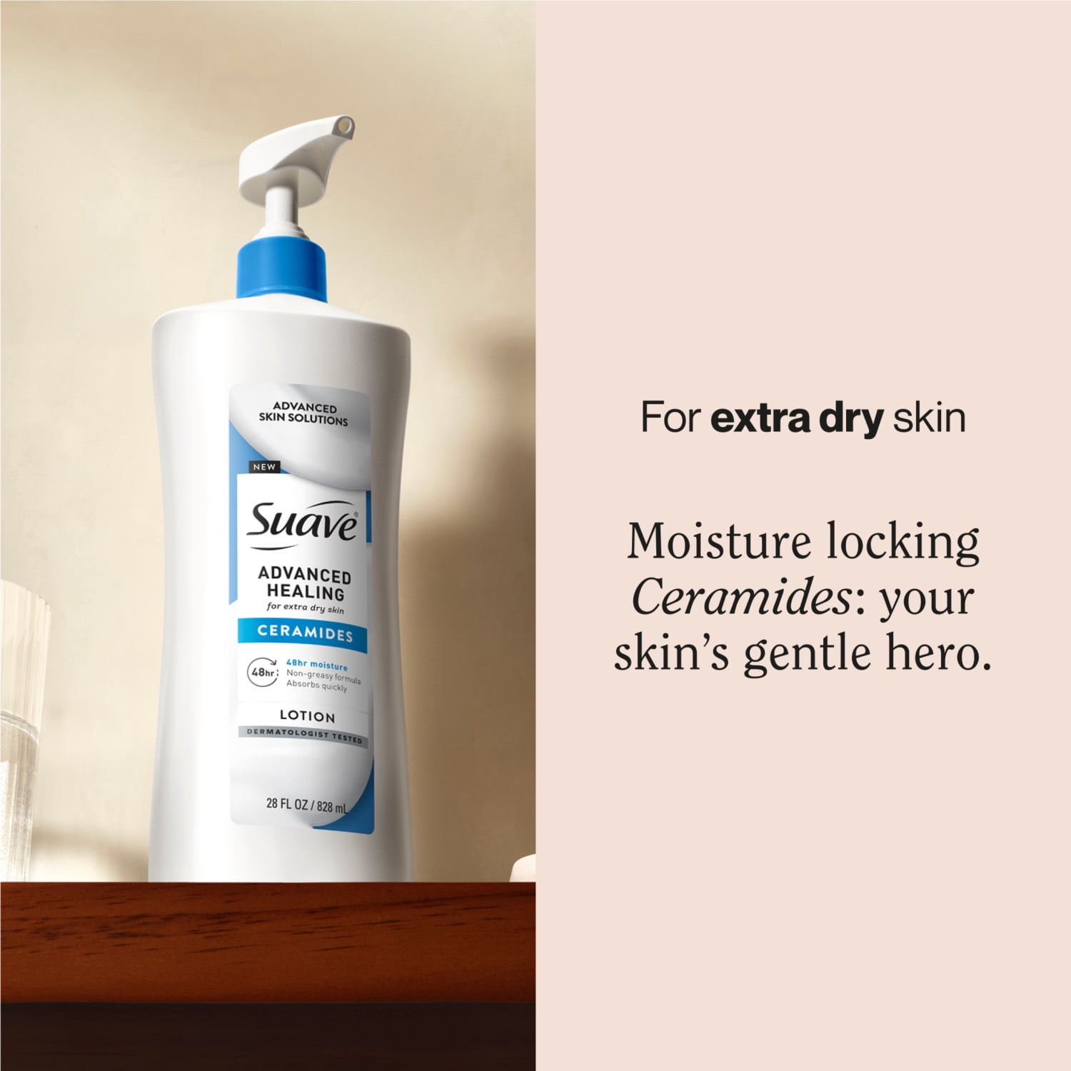 (4 pack) Suave Advanced Healing Hand & Body Lotion With Ceramides For Very Dry Skin, 28 FL OZ Pump