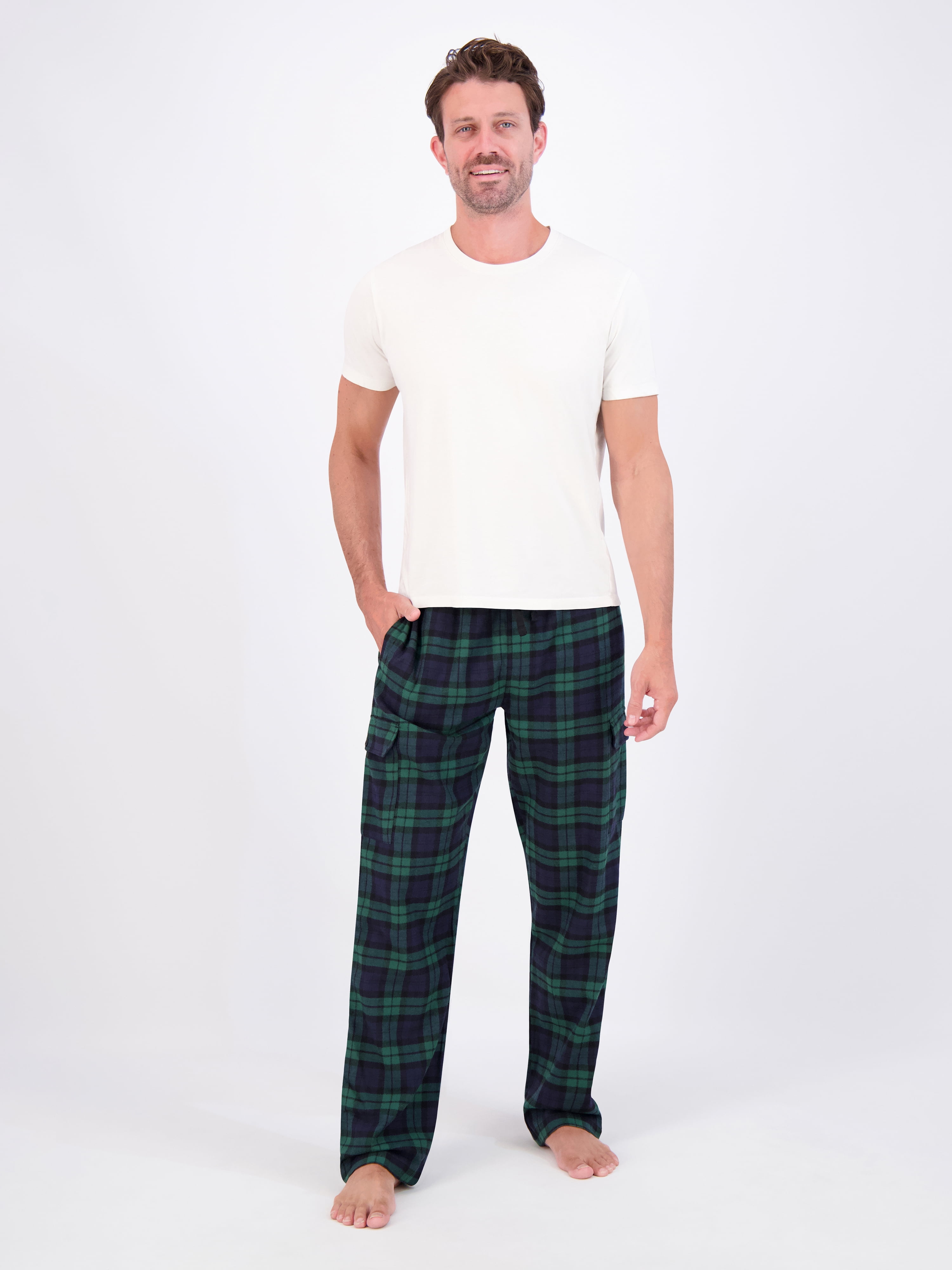 Hanes Men's Flannel Lounge Pajama Pants with Cargo Pockets, Sizes S-XL