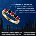 thumbnail image 2 of Gem Stone King 10K Yellow Gold Red Created Ruby and Black Diamond Wedding-Bands Ring for Women | 1.09 Cttw | Round 3.5MM | Gemstone July Birthstone | Size 7, 2 of 6