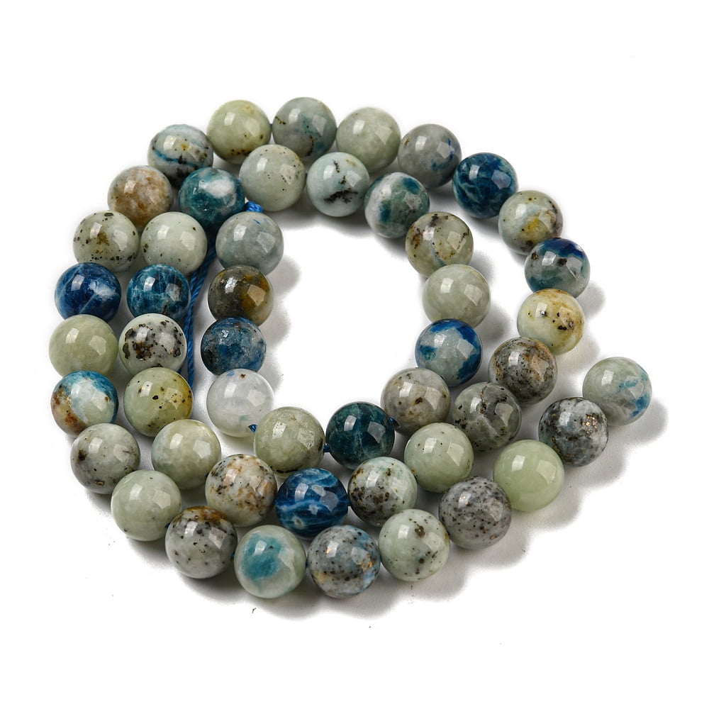 2strands Natural Blue Azurite in Calcite Beads Strands UV Reactive Fluorescent Gemstone Round Beads 8mm Hole: 0.7mm about 49pcs/strand 15.75''(40cm)