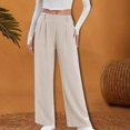 thumbnail image 2 of Audhol Linen Work Pants Women, Women's Wide Leg Pants High Waisted Business Work Casual Trousers 2025 Summer Comfy Palazzo Pants with Pockets Linen Pants Women Tall Khaki M, 2 of 7