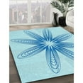 thumbnail image 3 of Ahgly Company Machine Washable Indoor Square Transitional Electric Blue Area Rugs, 4' Square, 3 of 7