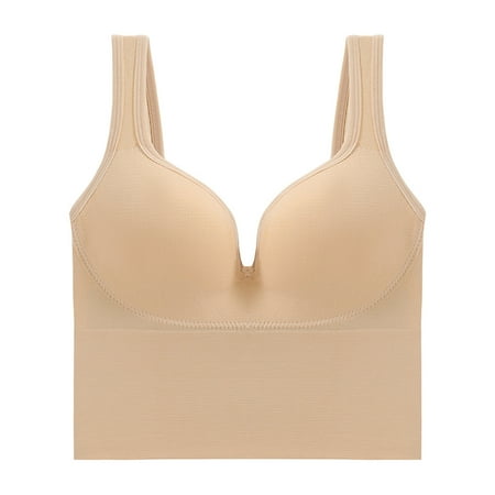 

EHTMSAK Women s Longline Padded Plunge Bra Constant Push Up Plunge Bra Bras Complexion XL