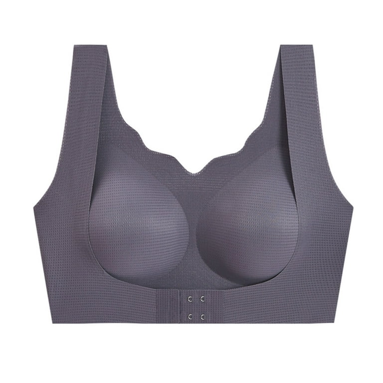 No Show Bra for Large Breasts Womens Seamless Rimless Tank Style Bra Beauty  Chest Pads Bra Daily Sport Black
