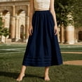 thumbnail image 2 of QATAINLAV Womens Maxi Skirts Summer Boho Flowy Tiered Casual Elastic High Waisted Long Skirts with Pockets Beach Vacation Clothes Navy XL, 2 of 7