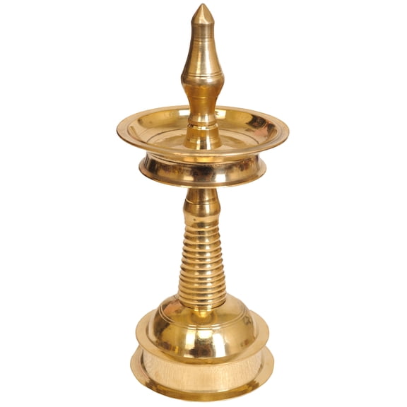Brass Puja Lamp from Kerala - Traditional Ritual Oil Diya | Handmade Made in India