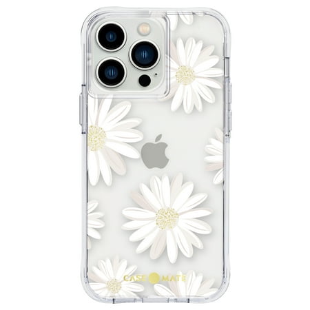 Case-Mate Tough Prints Apple iPhone 13 Pro Case [Wireless Charging] - 10Ft. Drop Protection - Glitter Daisies
