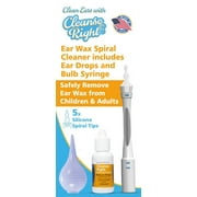 Ear Wax Spiral Kit - Cleanse Right, Earwax Remover - 5 Tips, Bulb Syringe and Ear Drops