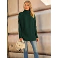 thumbnail image 5 of Women'S Oversized Loose Sweater Autumn Batwing Sleeve Ribbed Tunic Sweater Dark Green M, 5 of 9